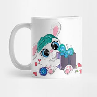 Cute animal with a gift in its paws. Mug